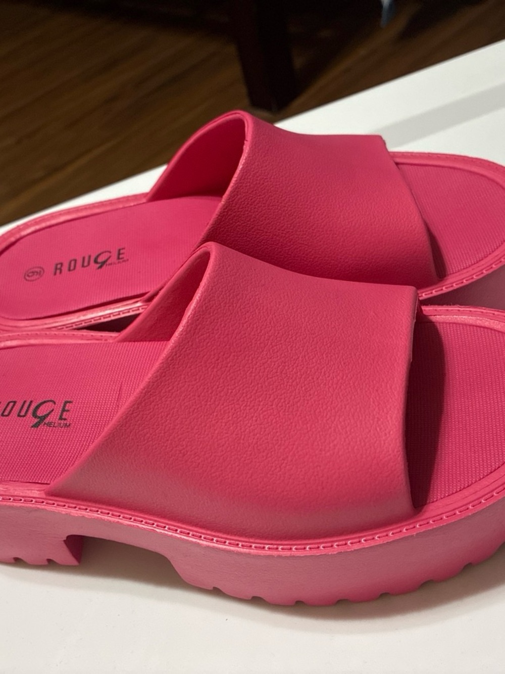 Rouge Helium Bright Pink Slide Sandals for Women
